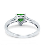 Art Deco Heart Three Stone Wedding Bridal Ring Aquamarine Simulated Cubic Zirconia 925 Sterling Silver