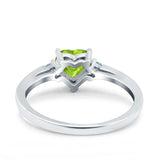 Art Deco Heart Three Stone Wedding Bridal Ring Aquamarine Simulated Cubic Zirconia 925 Sterling Silver