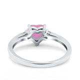 Art Deco Heart Three Stone Wedding Bridal Ring Aquamarine Simulated Cubic Zirconia 925 Sterling Silver