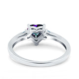 Art Deco Heart Three Stone Wedding Bridal Ring Aquamarine Simulated Cubic Zirconia 925 Sterling Silver