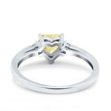 Art Deco Heart Three Stone Wedding Bridal Ring Aquamarine Simulated Cubic Zirconia 925 Sterling Silver