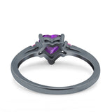 Art Deco Heart Three Stone Wedding Bridal Ring Pink Simulated Cubic Zirconia 925 Sterling Silver