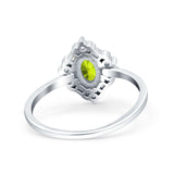 Art Deco Oval Wedding Bridal Ring Simulated Cubic Zirconia 925 Sterling Silver