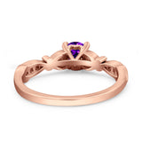 Heart Filigree Art Deco Wedding Bridal Ring Round Simulated Cubic Zirconia 925 Sterling Silver