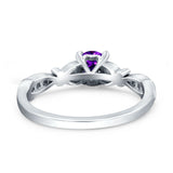 Heart Filigree Art Deco Wedding Bridal Ring Round Simulated Cubic Zirconia 925 Sterling Silver