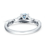 Heart Filigree Art Deco Wedding Bridal Ring Round Simulated Cubic Zirconia 925 Sterling Silver