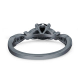 Heart Filigree Art Deco Wedding Bridal Ring Round Simulated Cubic Zirconia 925 Sterling Silver