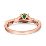Heart Filigree Art Deco Wedding Bridal Ring Round Simulated Cubic Zirconia 925 Sterling Silver
