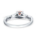 Heart Filigree Art Deco Wedding Bridal Ring Round Simulated Cubic Zirconia 925 Sterling Silver