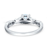Heart Filigree Art Deco Wedding Bridal Ring Round Simulated Cubic Zirconia 925 Sterling Silver