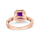 Art Deco Emerald Cut Infinity Wedding Bridal Ring Simulated Cubic Zirconia 925 Sterling Silver