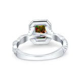 Art Deco Emerald Cut Infinity Wedding Bridal Ring Simulated Cubic Zirconia 925 Sterling Silver