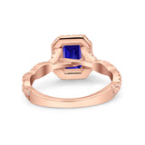 Art Deco Emerald Cut Infinity Wedding Bridal Ring Simulated Cubic Zirconia 925 Sterling Silver