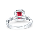 Art Deco Emerald Cut Infinity Wedding Bridal Ring Simulated Cubic Zirconia 925 Sterling Silver