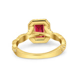 Art Deco Emerald Cut Infinity Wedding Bridal Ring Simulated Cubic Zirconia 925 Sterling Silver