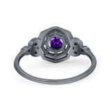 Art Deco Wedding Bridal Ring Marquise Design Round Simulated Cubic Zirconia 925 Sterling Silver
