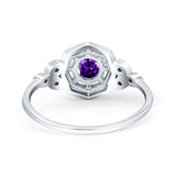 Art Deco Wedding Bridal Ring Marquise Design Round Simulated Cubic Zirconia 925 Sterling Silver