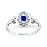 Art Deco Wedding Bridal Ring Marquise Design Round Simulated Cubic Zirconia 925 Sterling Silver