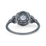 Art Deco Wedding Bridal Ring Marquise Design Round Simulated Cubic Zirconia 925 Sterling Silver