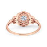 Art Deco Wedding Bridal Ring Marquise Design Round Simulated Cubic Zirconia 925 Sterling Silver