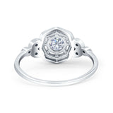 Art Deco Wedding Bridal Ring Marquise Design Round Simulated Cubic Zirconia 925 Sterling Silver