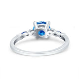 Vintage Style Round Bridal Wedding Engagement Ring Marquise Blue Sapphire Simulated Cubic Zirconia 925 Sterling Silver