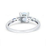 Vintage Style Round Bridal Wedding Engagement Ring Marquise Blue Sapphire Simulated Cubic Zirconia 925 Sterling Silver