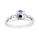 Vintage Style Round Bridal Wedding Engagement Ring Marquise Ruby Simulated Cubic Zirconia 925 Sterling Silver