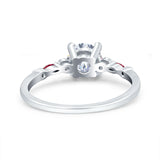 Vintage Style Round Bridal Wedding Engagement Ring Marquise Ruby Simulated Cubic Zirconia 925 Sterling Silver
