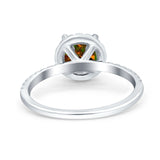 Halo Art Deco Engagement Wedding Bridal Ring Round Simulated Cubic Zirconia 925 Sterling Silver