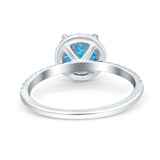 Halo Art Deco Engagement Wedding Bridal Ring Round Simulated Cubic Zirconia 925 Sterling Silver