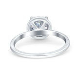 Halo Art Deco Engagement Wedding Bridal Ring Round Simulated Cubic Zirconia 925 Sterling Silver