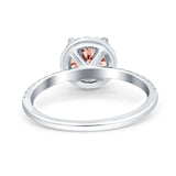 Halo Art Deco Engagement Wedding Bridal Ring Round Simulated Cubic Zirconia 925 Sterling Silver