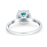 Halo Art Deco Engagement Wedding Bridal Ring Round Simulated Cubic Zirconia 925 Sterling Silver