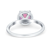 Halo Art Deco Engagement Wedding Bridal Ring Round Simulated Cubic Zirconia 925 Sterling Silver