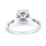 Halo Art Deco Engagement Wedding Bridal Ring Round Simulated Cubic Zirconia 925 Sterling Silver