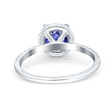 Halo Art Deco Engagement Wedding Bridal Ring Round Simulated Cubic Zirconia 925 Sterling Silver