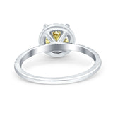 Halo Art Deco Engagement Wedding Bridal Ring Round Simulated Cubic Zirconia 925 Sterling Silver