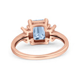 Emerald Cut Art Deco Three Stone Wedding Ring Simulated Cubic Zirconia 925 Sterling Silver