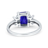 Emerald Cut Art Deco Three Stone Wedding Ring Simulated Cubic Zirconia 925 Sterling Silver