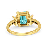 Emerald Cut Art Deco Three Stone Wedding Ring Simulated Cubic Zirconia 925 Sterling Silver