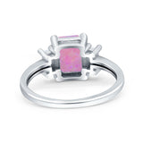 Emerald Cut Art Deco Three Stone Wedding Ring Simulated Cubic Zirconia 925 Sterling Silver