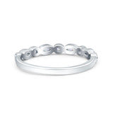 Half Eternity Band Marquise Round Simulated Cubic Zirconia 925 Sterling Silver (2.5mm)