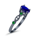 Vintage Style Oval Bridal Wedding Engagement Ring Round Green Emerald Simulated Cubic Zirconia 925 Sterling Silver