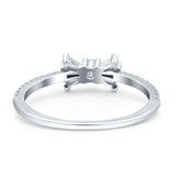 Petite Dainty Ribbon Bow Ring Baguette Engagement Band Round Simulated Cubic Zirconia 925 Sterling Silver
