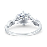 Vintage Style Round Bridal Wedding Engagement Ring Marquise Design Simulated Cubic Zirconia 925 Sterling Silver
