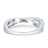X Crisscross Half Eternity Infinity Ring Band Promise Ring Round Baguette Simulated Cubic Zirconia 925 Sterling Silver