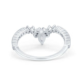 Curved Contour Half Eternity Art Deco Marquise Engagement Band Ring Simulated Cubic Zirconia 925 Sterling Silver