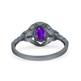 Art Deco Oval Vintage Style Bridal Wedding Engagement Ring Simulated Cubic Zirconia 925 Sterling Silver