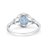 Art Deco Oval Vintage Style Bridal Wedding Engagement Ring Simulated Cubic Zirconia 925 Sterling Silver